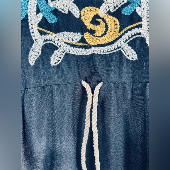 Black embroidered maxi dress, Medium, lightweight soft Flowy Boho Festival - Picture 10 of 12